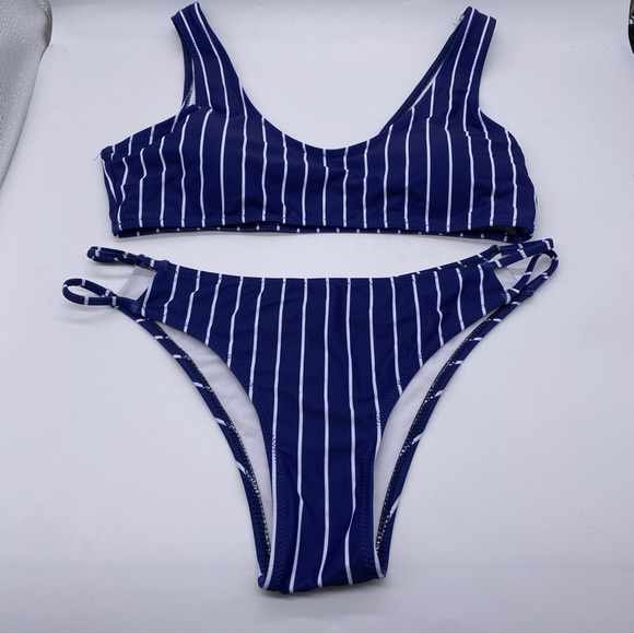 BLOOMING JELLY  Pinstriped Bikini Size S - Picture 1 of 10